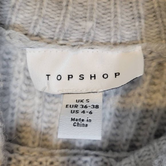 Topshop Womens Pullover Sweater Gray Long Sleeve Mock Neck Tight Knit 4 New‎ - Picture 7 of 9